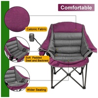 Chaise de camping pliable robuste avec cadre en fer solide, tissu Oxford 600D résistant aux déchirures, capacité de charge élevée et stable