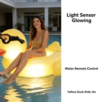 Bouée de natation géante à induction solaire, lumineuse, télécommandée, avec poignées, en forme de petit canard ou d'unicorn, pour la flottabilité aquatique