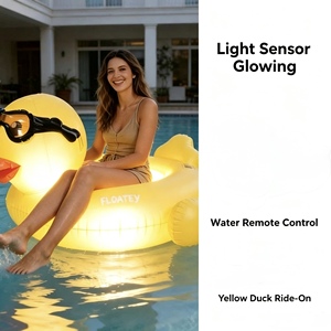 Flotador de Agua con Luz Solar e Inducción, Pato o Unicornio Luminoso, Control Remoto, Anillo Flotante Grande con Asas - Product Image 6