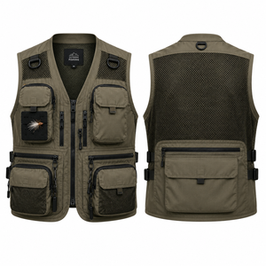 Gilet de pêche multi-poches, gilet de pêche à la mouche léger, gilet de pêcheur d'extérieur, logo personnalisé OEM ODM - Product Image 3