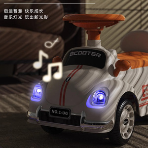 Eurra Scooter Ride On <b>Car</b> For Kids 1-3 Years Old <b>Push</b> Walker Toy Vehicle With Music And Lights Unisex White Orange - Product Image 3