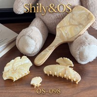 Brosse à cheveux Shily&OS personnalisée en marbre motif feuille d'érable, grande brosse volumisante antistatique pour massage du cuir chevelu, peigne élégant pour salon