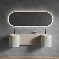 Lavabo mural en pierre artificielle de style Wabi-sabi, design moderne et simple, lavabo artistique de designer avec étagère de rangement