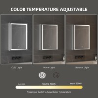 Miroir de salle de bain moderne avec éclairage LED intégré, anti-buée, à double capteur tactile, 500x700mm, à fixer au mur