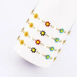 Summer 14K gold plated tobilleras jewelry Chrysanthemum little daisy anklet leg chain foot fashion jewelry anklets for women