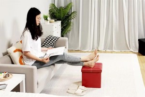 Tabouret et pouf pliants en cuir luxueux et élégant avec rangement pour <span class=keywords><strong>salon</strong></span> de style campagnard - Product Image 6