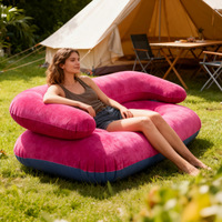 Canapé gonflable double au design moderne et décontracté, avec accoudoirs et dossier floqués, siège portable pour tente extérieure