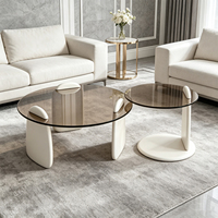 Table basse en verre trempé, mobilier de salon, nouveau style nordique, marron clair, luxe italien, minimaliste, durable, en promotion