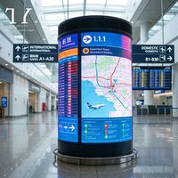 Écrans LED flexibles 4K pour intérieur, colonne incurvée personnalisée, publicité 360° °   Affichage LED créatif pour halls d'hôtels de luxe cylindriques