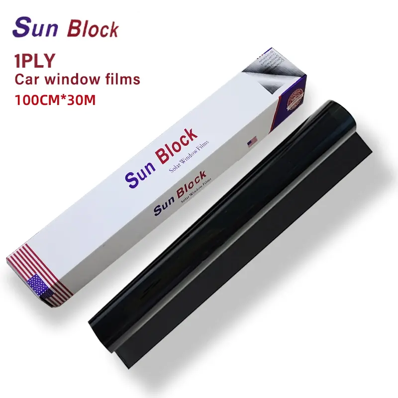 1PLY Sun Block Car Tint Film1 * 30M Janela preta Segurança Janela Filme Privacidade 5% 15% 35% 70% Controle Solar Filme matizado à prova d'água