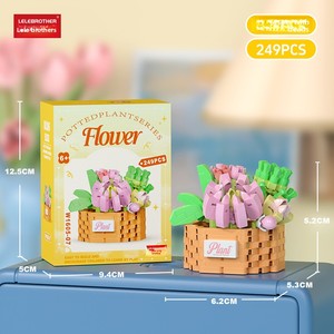 Bloques de Construcción de la Serie de Flores de la Vida Eterna, Cesta de Flores, Decoración de Mesa, <span class=keywords><strong>Modelo</strong></span> de Rosa, Juguete de Ensamblaje para Niños, Regalos - Product Image 1