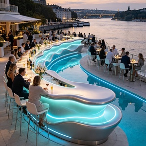 Modern Curved <b>Bar</b> <b>Table</b> Custom <b>Bar</b> Counter Contemporary Cocktail Furniture for Home <b>Bar</b> Hotel Poolside - Product Image 3
