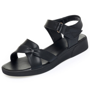 <span class=keywords><strong>Sandales</strong></span> Xuanhui de luxe, modèle ultime, en cuir de vachette véritable, à talon bas de 3 cm, noires, avec fermeture auto-agrippante pour femmes - Product Image 6