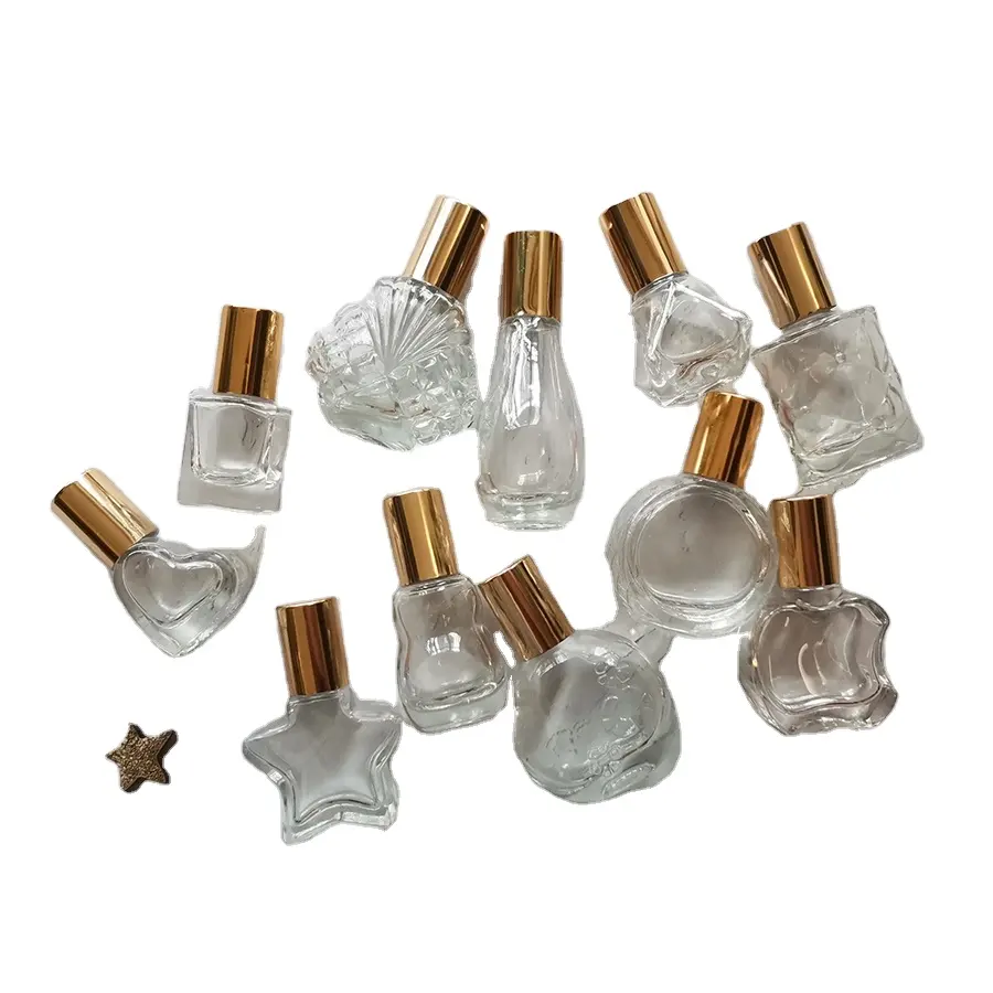 3Ml 5Ml 6Ml 8Ml 10Ml Ster Pentangle Swirl Vierkante Rechthoek Hart Lamp Vorm Helder Glas fles Met Glas Metalen Roller Op