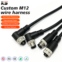 Conector Circular M12 Blindado IP67 de 2, 3, 4 y 5 Pines, Codificación A/B, Macho y Hembra, Cable PUR, Arnés de Cables de 24V CC de Alta Resistencia, Industrial
