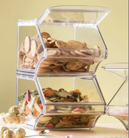 Boîte de présentation empilable en acrylique à couvercle rabattable, boîte de rangement transparente pour aliments secs pour magasin, garde-manger, vente au détail, OEM