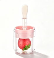 Flacon vide transparent personnalisé de 6 ml pour brillant à lèvres avec bouchon décoré fraise, tube de brillant à lèvres, emballage cosmétique