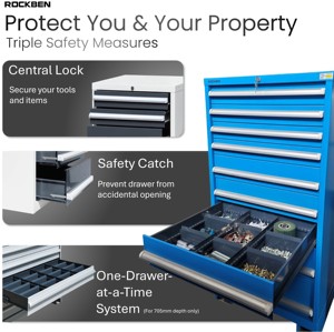 Rockben Heavy Duty Hội Thảo Tủ Tổ Chức Lưu Trữ Tủ Cho Bu Lông Công Cụ Tủ Kim Loại Ngăn Kéo Đơn Vị Cho Hội Thảo - Product Image 4