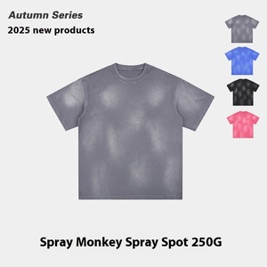 Recién llegado, Camiseta de cuello redondo para hombre, hecha a mano, PP Direct Spot Spray 250G, lavado Camiseta de algodón de manga corta - Product Image 6