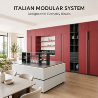 Ensemble de meubles de cuisine modulaires haut de gamme en MDF, sur mesure, en bois, complet, RTA, intelligent, petit, moderne