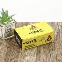 Individuell Bedruckter Gelber Papierbehälter für Gebratenes Hähnchen mit Cartoon-Hühnchen-Design für Streetfood-Restaurants, Takeout, Lieferung und Partys
