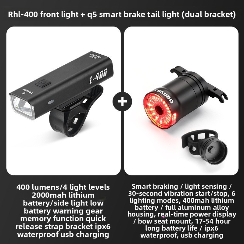 Phare avant Rh-400 lumens - Feu arrière Q5 - Double fixation