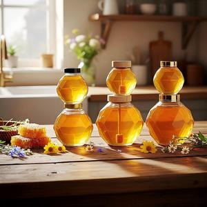 <span class=keywords><strong>Pot</strong></span> en verre hexagonal pour <span class=keywords><strong>miel</strong></span> de 200 ml, 380 ml, 700 ml avec cuillère, <span class=keywords><strong>mini</strong></span> <span class=keywords><strong>pot</strong></span> à <span class=keywords><strong>miel</strong></span> avec <span class=keywords><strong>pot</strong></span> en verre diamant - Product Image 1
