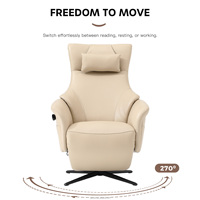 K1 Echtleder Dual-Motor Power-Lift Relaxsessel mit 270°-Funktion °   Drehbar, Unendlich Positionierbar, Magnetische Fernbedienung