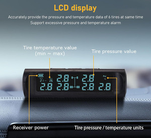 Giám sát áp suất lốp hệ thống không dây năng lượng mặt trời <span class=keywords><strong>RV</strong></span> <span class=keywords><strong>TPMS</strong></span> cảm biến Kit với 4 & 6 áp suất lốp cảm biến và LCD hiển thị - Product Image 2