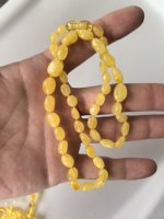 Collier pour femme en ambre de succinite de la Baltique, chaîne perlée en forme d'olive, 45 cm, 10 grammes