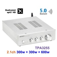 BRZHIFI Amplifier rumah TPA3255, pengeras Audio Hifi 300 Channel St 600W * 2 Subwoofer 5.0 W kekuatan tinggi BT 2.1