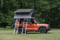 Tente de toit automatique 4 saisons imperméable pour 4 personnes, en tissu doux, avec poteaux en aluminium, pour le camping en plein air, en tissu de coton