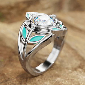 Anello da donna vintage a forma di marquise floreale, gioiello geometrico alla moda - Product Image 6
