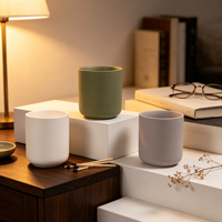 Pot à bougie vide en céramique mate de luxe, écologique, pour décoration intérieure, bougie parfumée de Noël, personnalisable