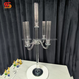 Candelabro de Cristal de 5 Brazos, Diseño Nuevo y Elegante, Decoración de Mesa de Boda de Lujo, Portavelas Transparente - Product Image 3