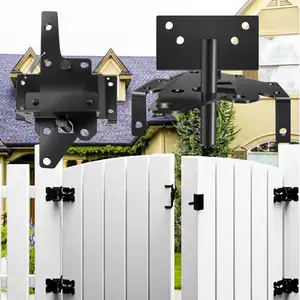 Self-Locking Gate Latch Heavy Duty Post Mount Automatic Gravity Lever Wood/PVC Fence Gate Lock with Fasteners Hardware