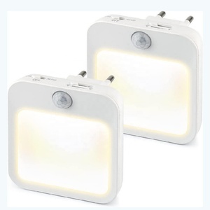 Modern Square LED Night <b>Light</b> with Human Body Induction Sensor <b>Plug</b>-in PC Material for Bedroom Use - Product Image 2