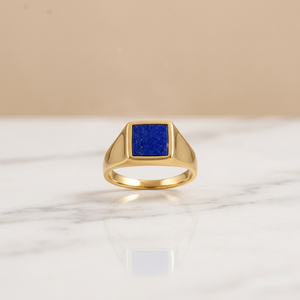 Natural Lapis Lazuli Signet <b>Ring</b> Square Blue <b>Gemstone</b> <b>Ring</b> Unisex <b>Mens</b> Statement Jewelry Custom Gold Plated Silver <b>Ring</b> - Product Image 5