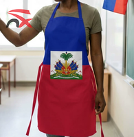 Tablier de cuisine en polyester imperméable avec impression de logo personnalisé, drapeau national haïtien
