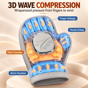 Guante de Masaje Eléctrico para Manos con Calor y Compresión, Soporte para Muñeca, Control Remoto Inalámbrico - Product Image 3