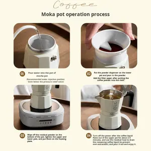 Cafetera <span class=keywords><strong>Moka</strong></span> de Aleación de Aluminio con <span class=keywords><strong>Doble</strong></span> Válvula, Cafetera <span class=keywords><strong>Moka</strong></span> Mini Portátil para Preparar Café - Product Image 5