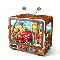 Kit de construction de modèles 3D en bois, puzzle à assembler soi-même, maison TV, construction, puzzle éducatif, jouet fait main, lumineux, 12+, 101~500