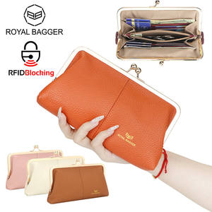 Cartera con Cierre RFID, Color Sólido, Múltiples Ranuras para Tarjetas, Tarjetero de Cuero Genuino, Bolsos de Mano Largos para Mujer RB3468 - Product Image 1