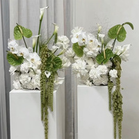 30cm Real Touch Groene Witte Zijden Hortensia Cascade 70 Bloemenbal met Stand voor Bruiloft Tafeldecoratie Bruidsbloem