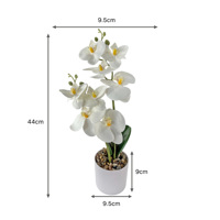 Mini Orchidée Phalaenopsis Artificielle 44cm en Pot, Fleur Réaliste en Plastique avec Pot Rempli de Gravier, Écologique, Légère et Durable