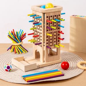 Puzzle per Bambini Torre della Pizza, Gioco in Legno Tre-in-Uno, Bastoncini Colorati da Tirare, Gioco Educativo Precoce per Genitori e Figli - Product Image 1