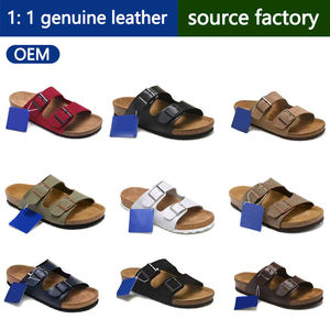 Zuecos de Corcho de Cuero Auténtico para <span class=keywords><strong>Mujer</strong></span>, Pantuflas Cómodas de Invierno con Punta Cerrada, Plataforma Resistente con Botón de <span class=keywords><strong>Goma</strong></span> - Product Image 4
