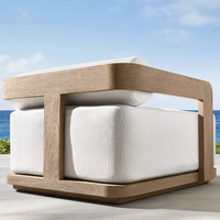 Ensemble de canapés de patio en teck, configuration symétrique, canapé à cadre carré, fauteuils latéraux en forme de H, mobilier de jardin extérieur, mobilier de cour d'hôtel
