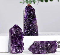 Torre de Cristal de Amatista Natural, Adorno de Cristal Morado, Coleccionable de Escritorio, Decoración para el Hogar