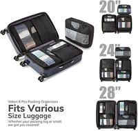 Ensemble de 8 cubes de compression personnalisés pour bagages de voyage, organisateur de bagages de luxe sur mesure avec étiquette privée, incluant des sacs pour articles de toilette, chaussures et linge.